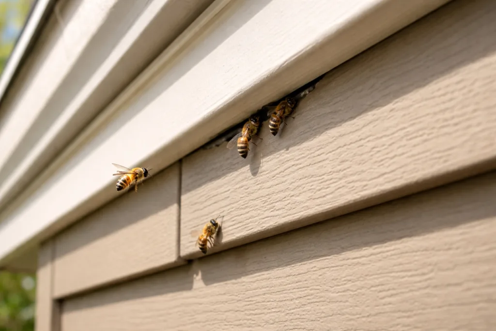 Bees entering a home through cracks