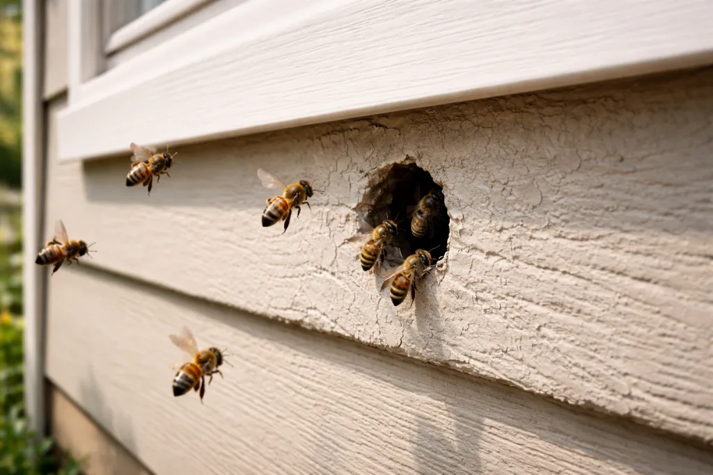 Bees nesting inside a wall