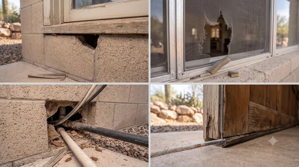 Tips to reduce venomous spiders around an Arizona home, including sealing entry points and landscaping maintenance