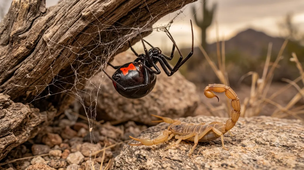 Common venomous spiders found in Arizona, including black widow and desert recluse spiders